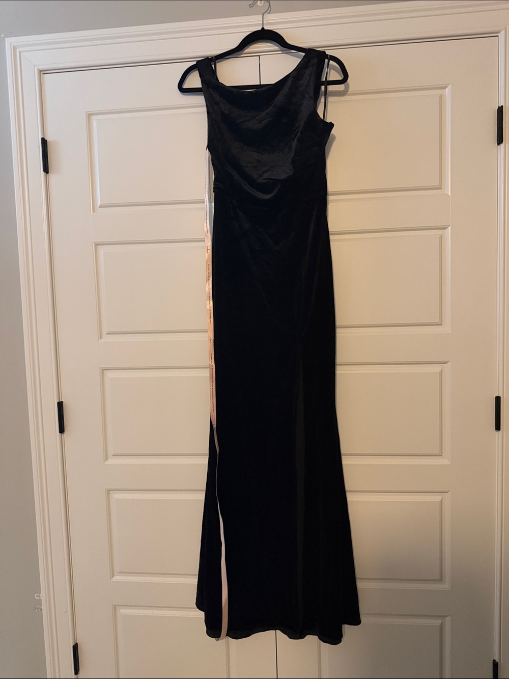 Lulu's Black Velvet Maxi Dress with Side Slit